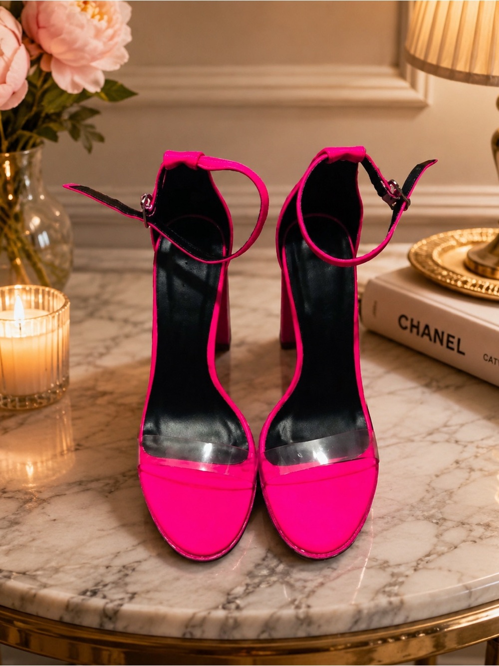 Clear/Hot Pink sexy heel